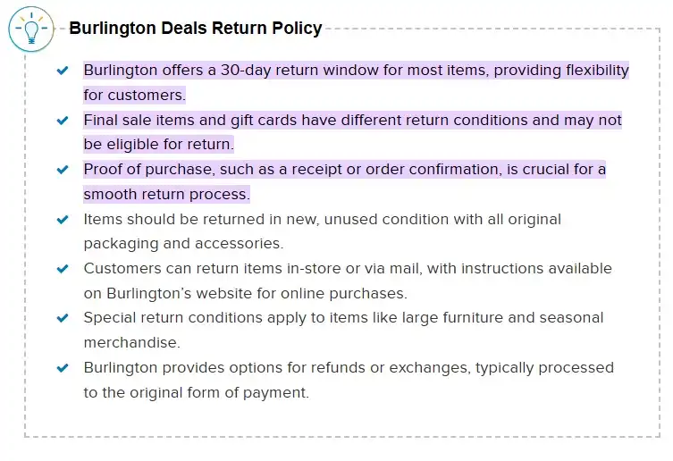 Burlington Deals Return Policy